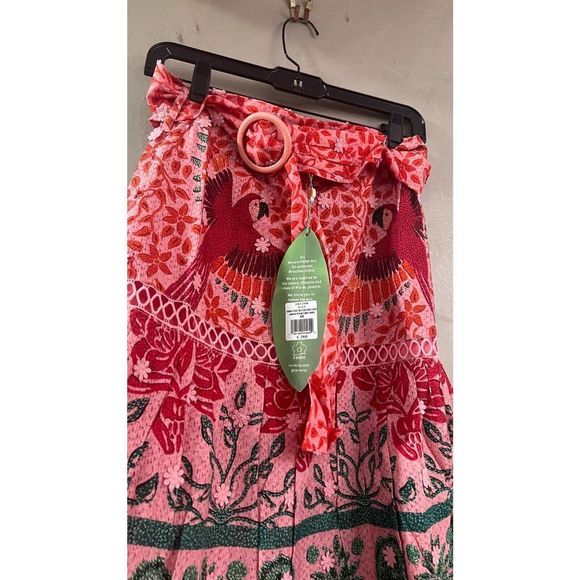 Farm Rio Ainika Print Macaws 3D Flower Applique Maxi Skirt S Small NWT - Picture 8 of 9